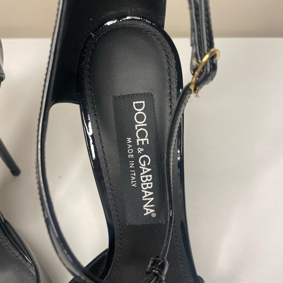 DOLCE & GABBANA Pointed Patent Leather Ankle-Strap Pump size 38.5/US 8.5 - Picture 5 of 12